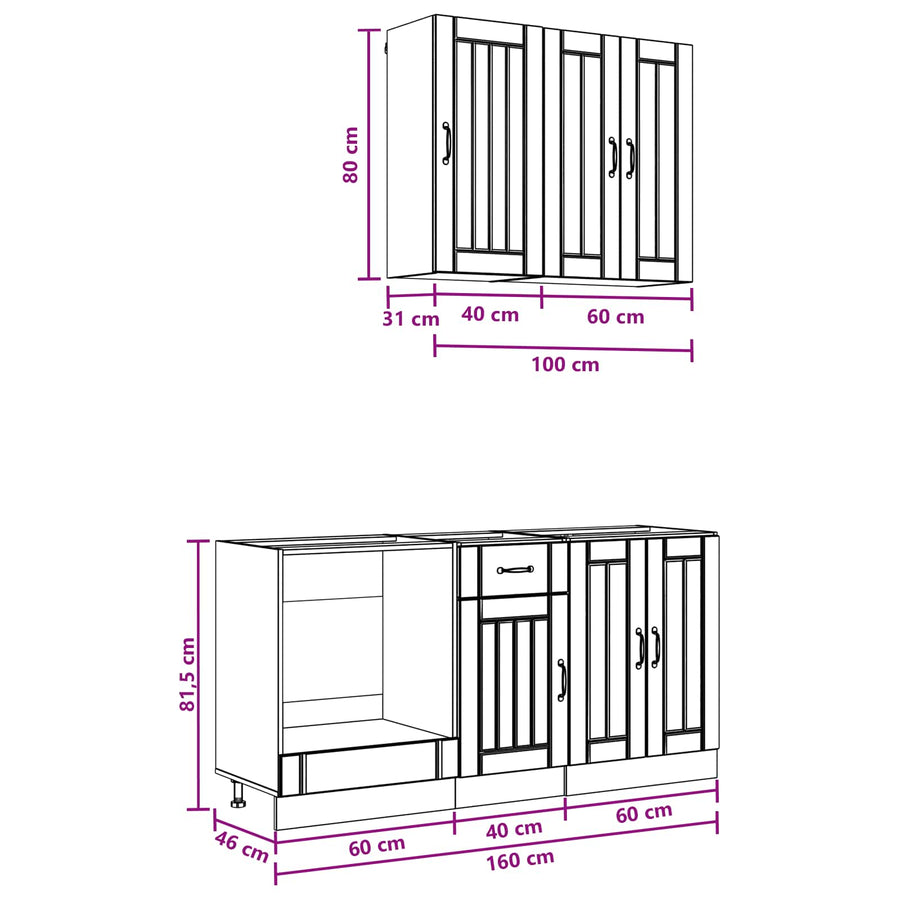 Keukenblok LUCCA 5 pcs Grijs Sonoma Bewerkt hout