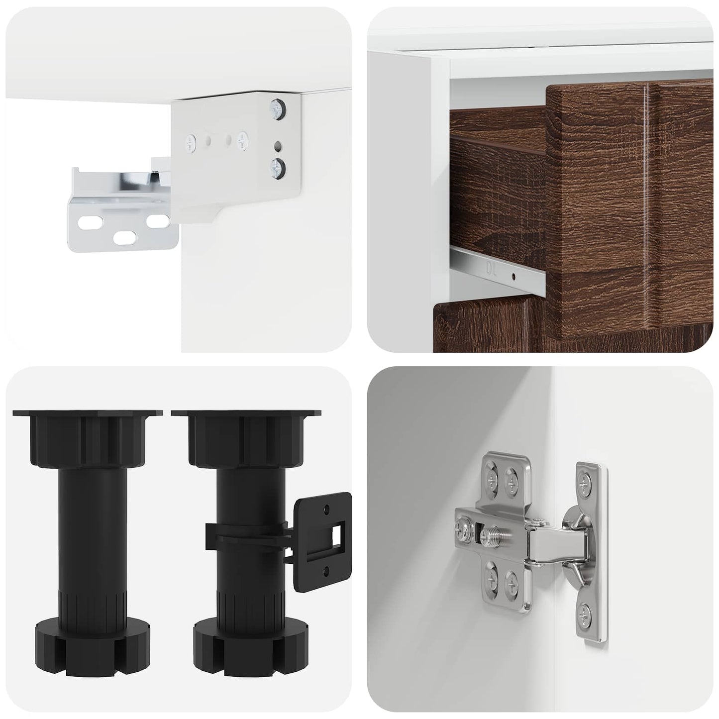 Keukenblok LUCCA 5 pcs Bruin eiken Bewerkt hout