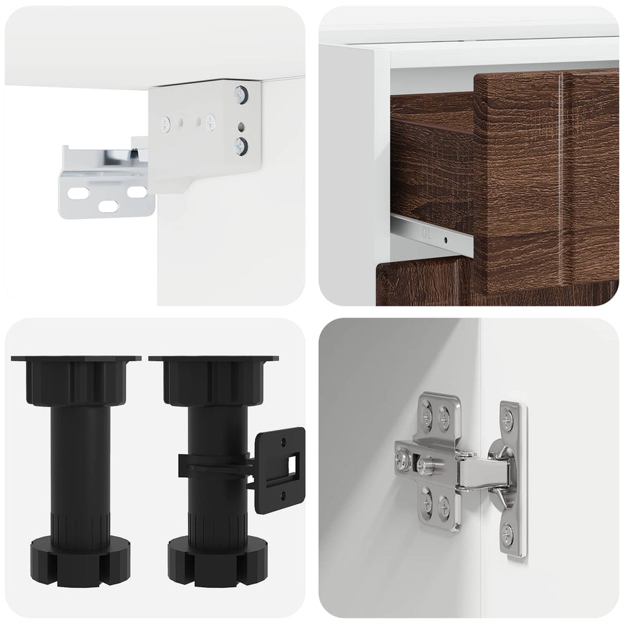 Keukenblok LUCCA 5 pcs Bruin eiken Bewerkt hout