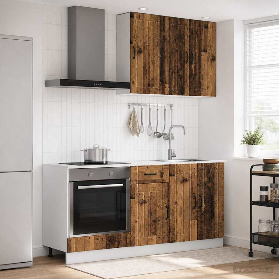 Keukenblok LUCCA 5 pcs Oud hout Bewerkt hout