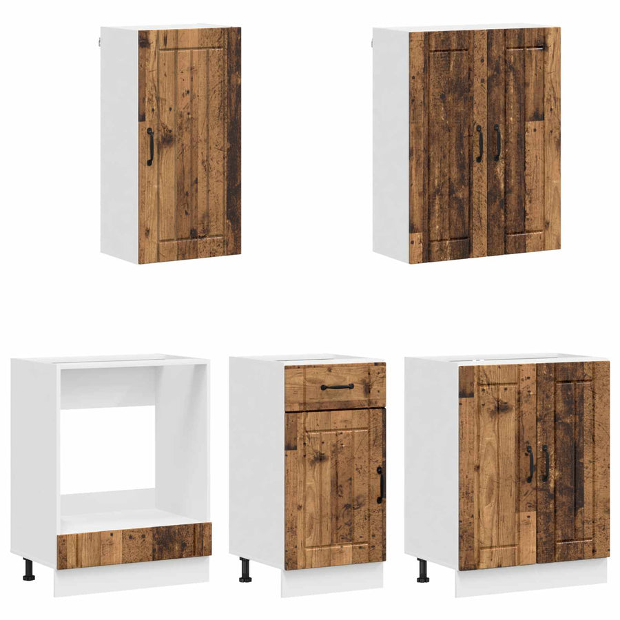 Keukenblok LUCCA 5 pcs Oud hout Bewerkt hout