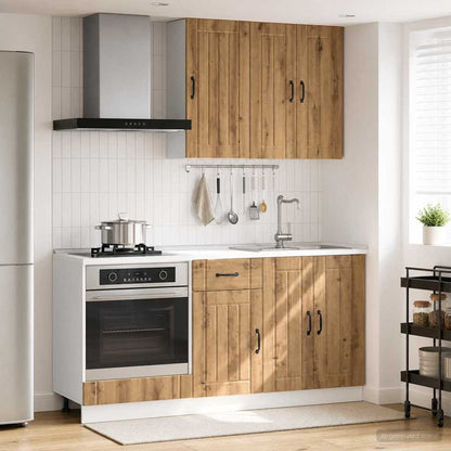 Keukenblok LUCCA 5 pcs Artisanaal eiken Bewerkt hout