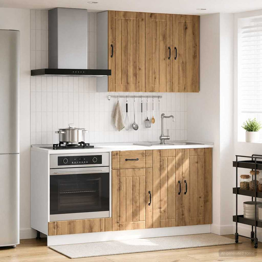 Keukenblok LUCCA 5 pcs Artisanaal eiken Bewerkt hout