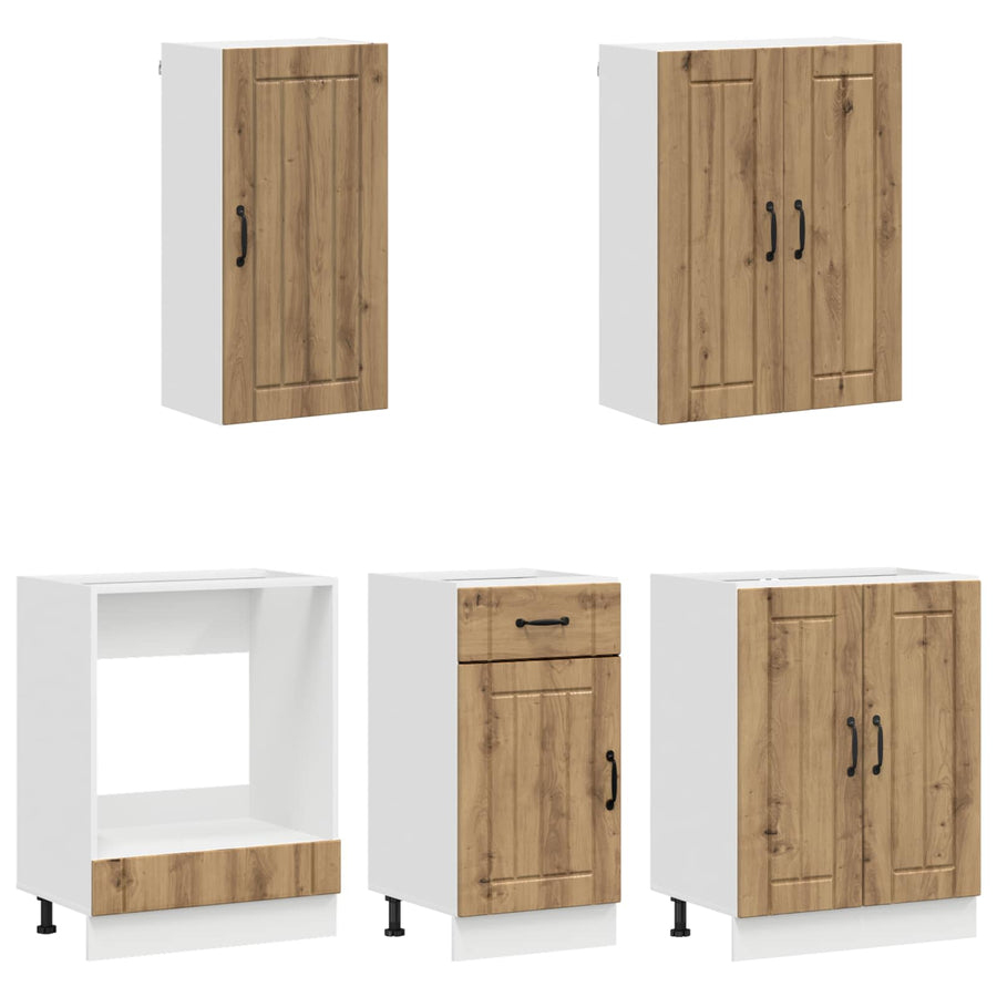 Keukenblok LUCCA 5 pcs Artisanaal eiken Bewerkt hout