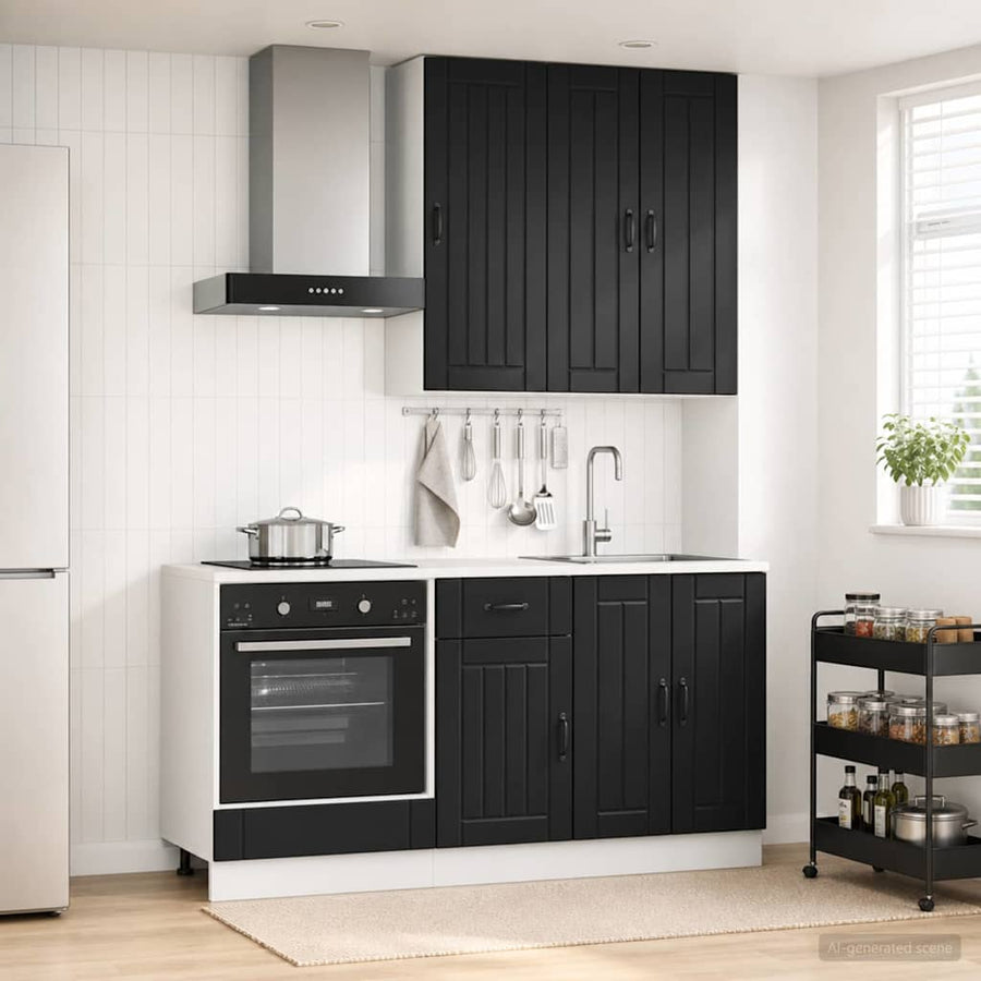 Keukenblok LUCCA 5 pcs Zwart Bewerkt hout