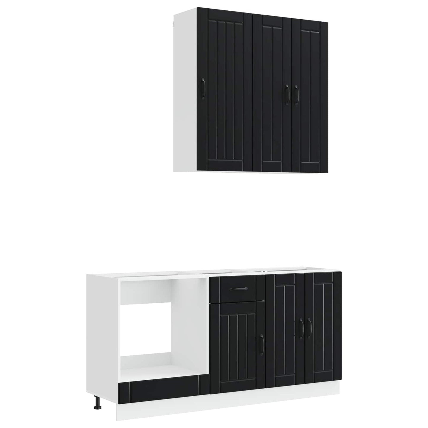 Keukenblok LUCCA 5 pcs Zwart Bewerkt hout