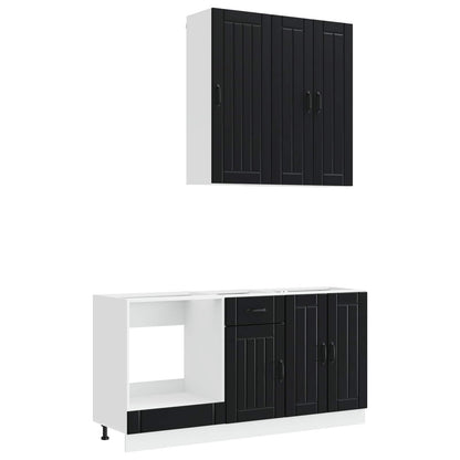 Keukenblok LUCCA 5 pcs Zwart Bewerkt hout
