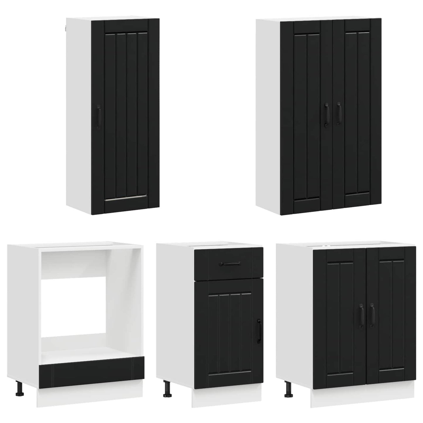 Keukenblok LUCCA 5 pcs Zwart Bewerkt hout