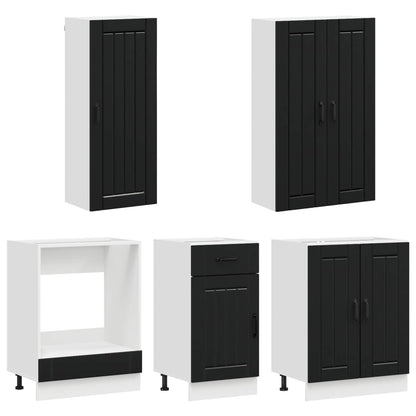Keukenblok LUCCA 5 pcs Zwart Bewerkt hout