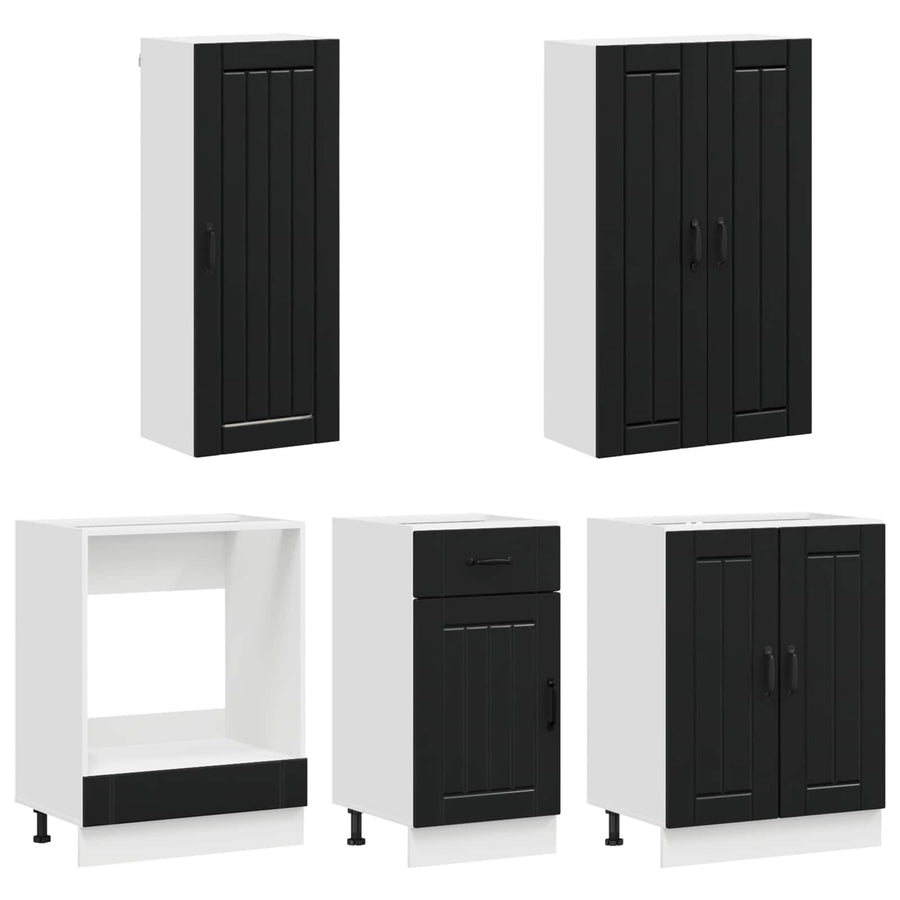 Keukenblok LUCCA 5 pcs Zwart Bewerkt hout