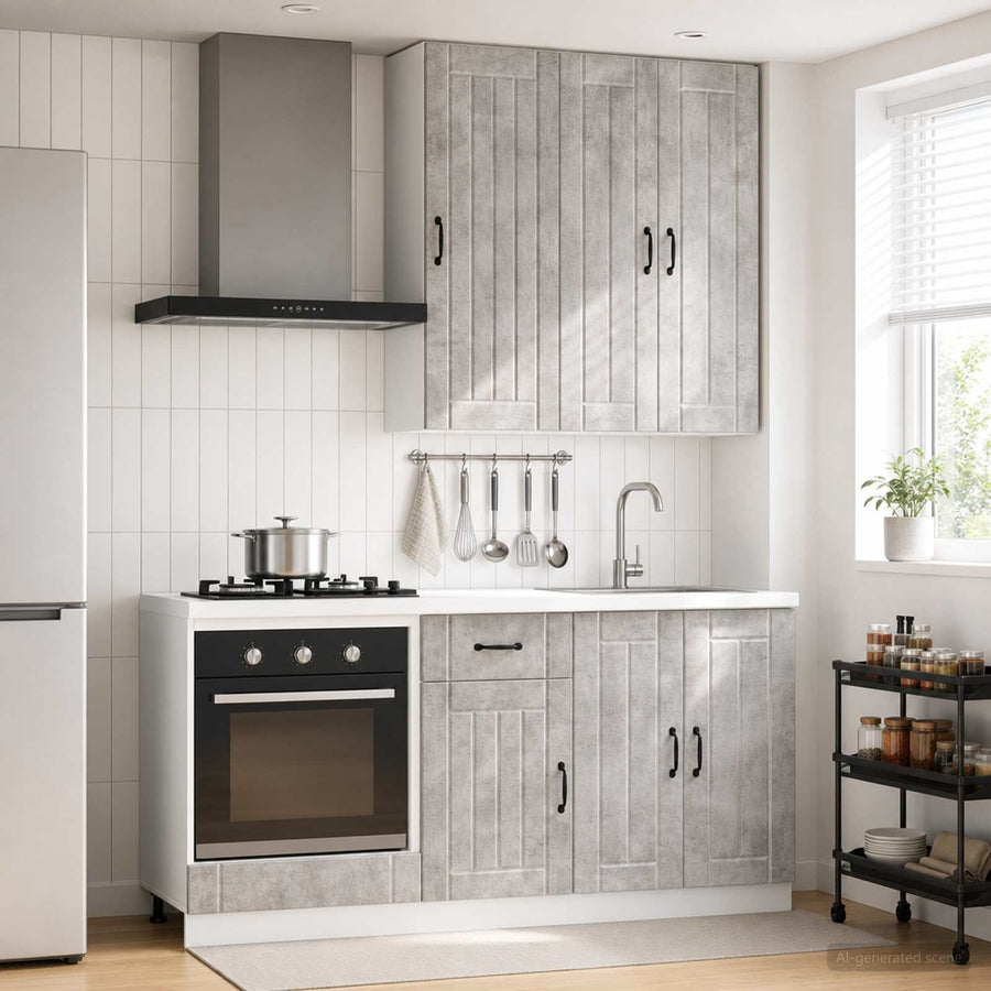 Keukenblok LUCCA 5 pcs Betongrijs Bewerkt hout