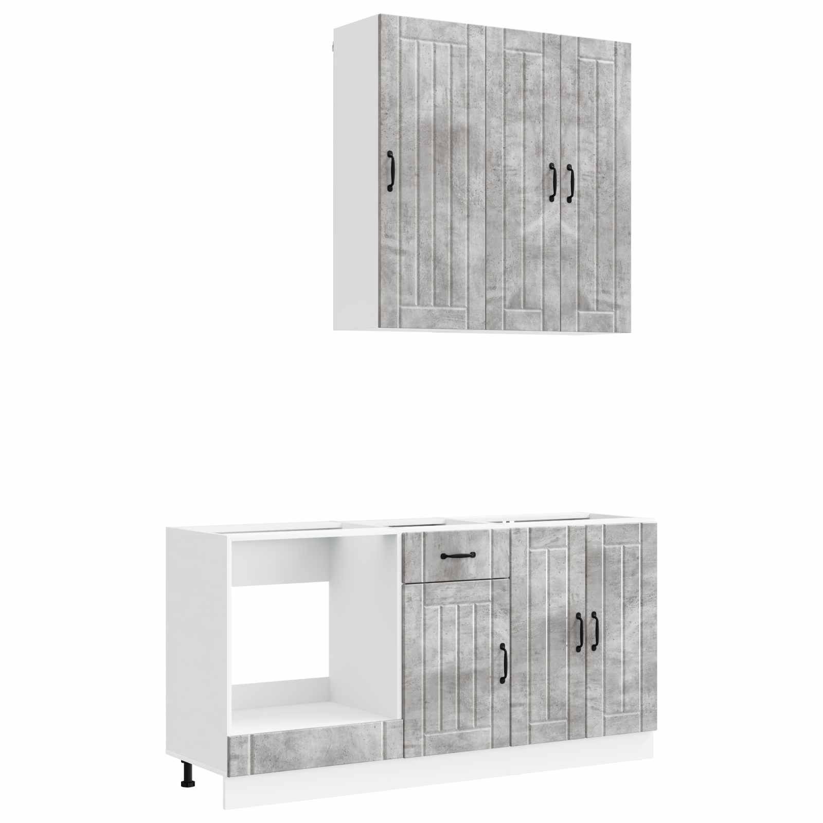 Keukenblok LUCCA 5 pcs Betongrijs Bewerkt hout
