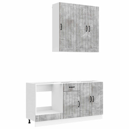 Keukenblok LUCCA 5 pcs Betongrijs Bewerkt hout