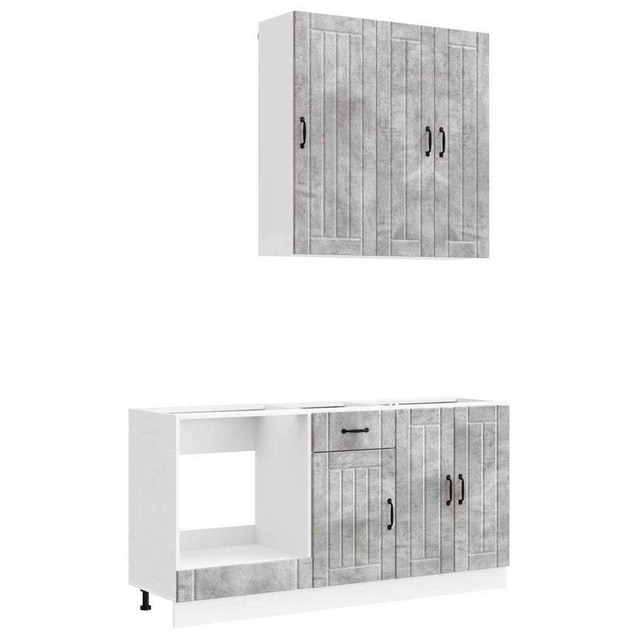 Keukenblok LUCCA 5 pcs Betongrijs Bewerkt hout