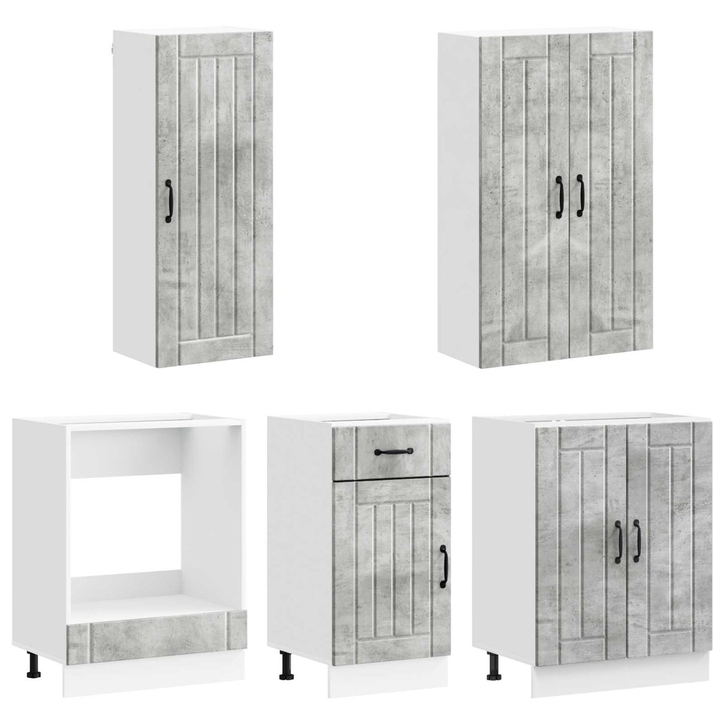 Keukenblok LUCCA 5 pcs Betongrijs Bewerkt hout