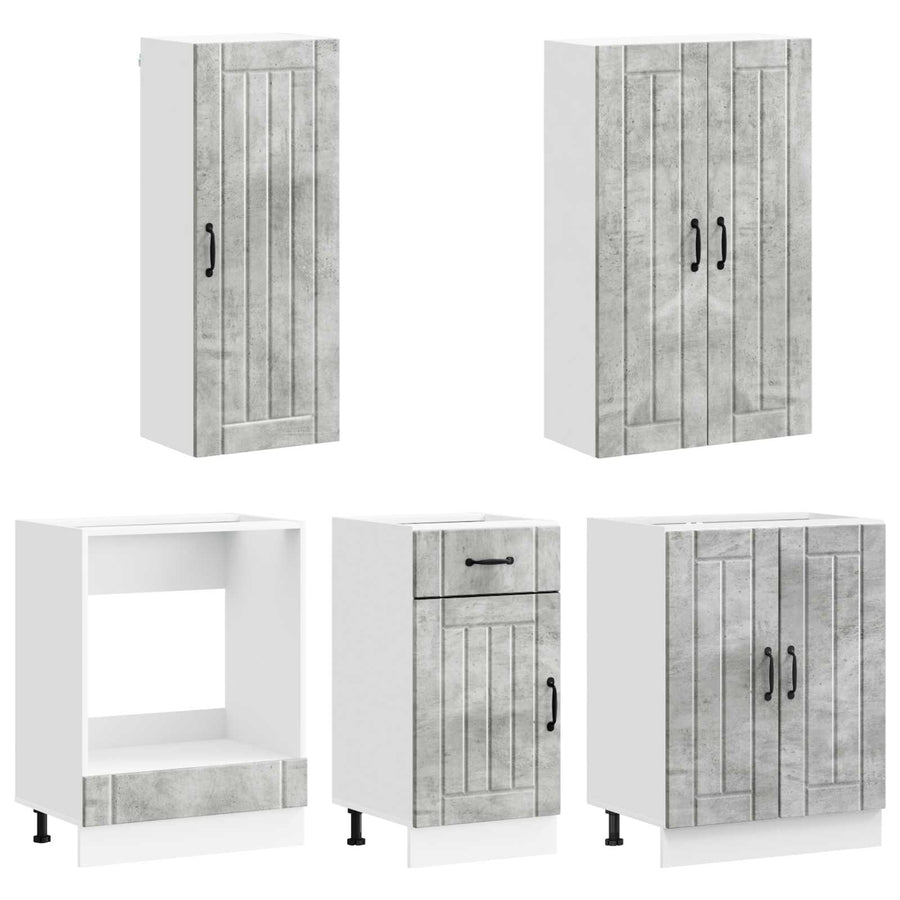 Keukenblok LUCCA 5 pcs Betongrijs Bewerkt hout