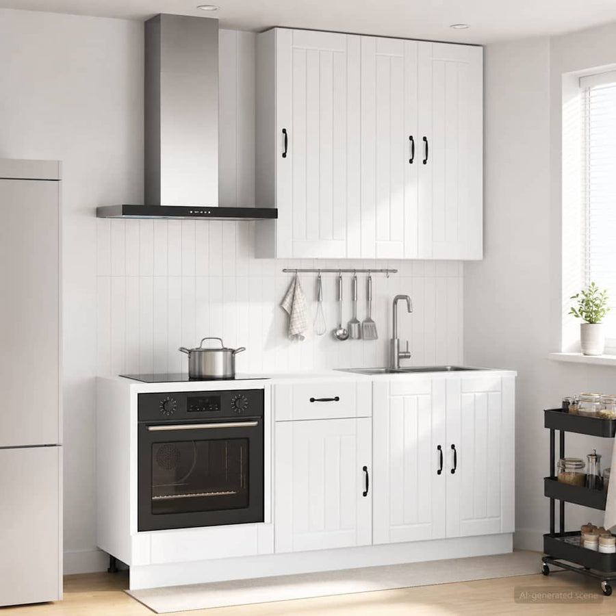 Keukenblok LUCCA 5 pcs Hoogglans Wit Bewerkt hout