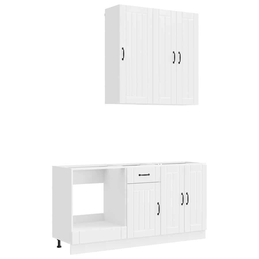 Keukenblok LUCCA 5 pcs Hoogglans Wit Bewerkt hout