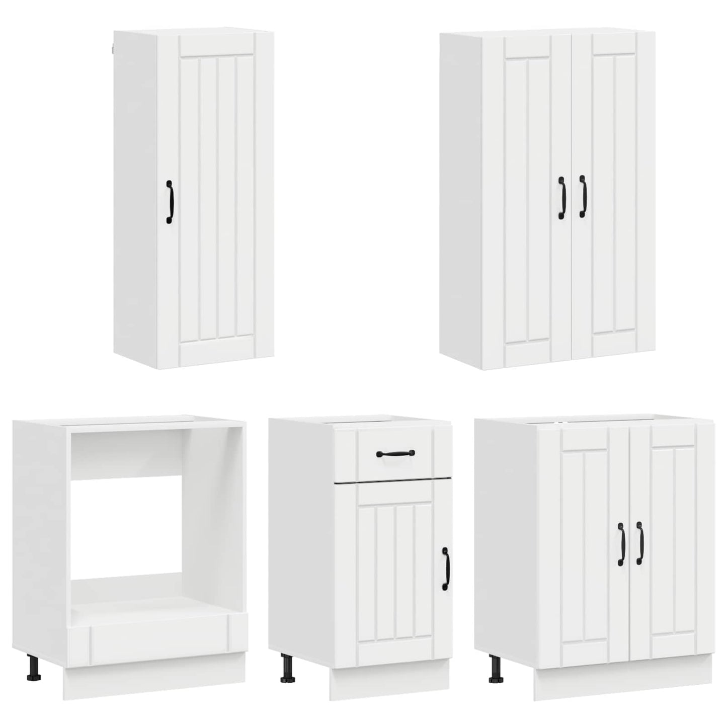 Keukenblok LUCCA 5 pcs Hoogglans Wit Bewerkt hout
