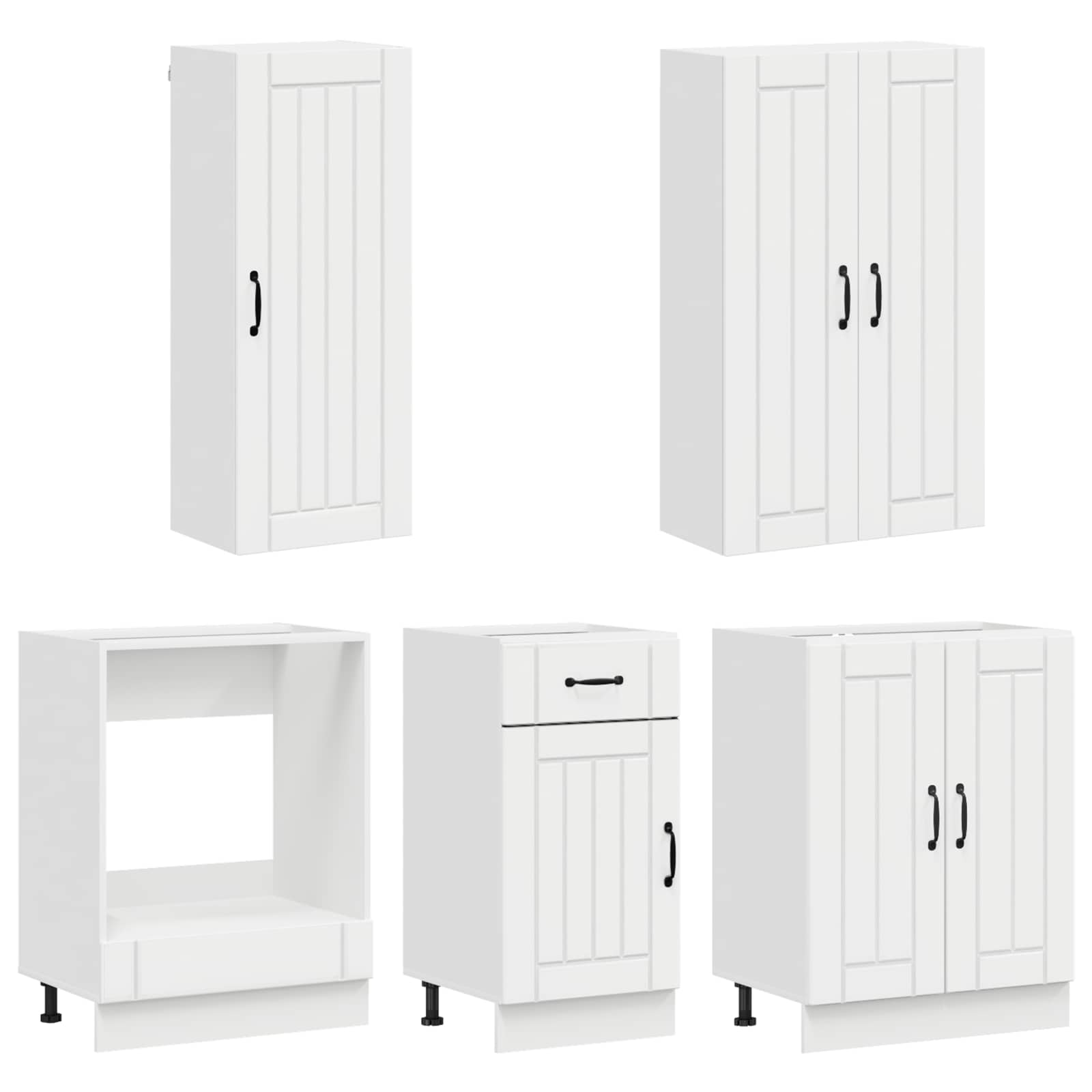 Keukenblok LUCCA 5 pcs Hoogglans Wit Bewerkt hout