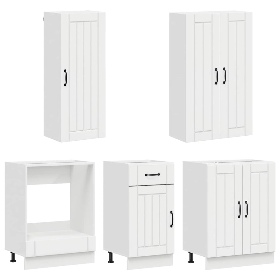 Keukenblok LUCCA 5 pcs Hoogglans Wit Bewerkt hout