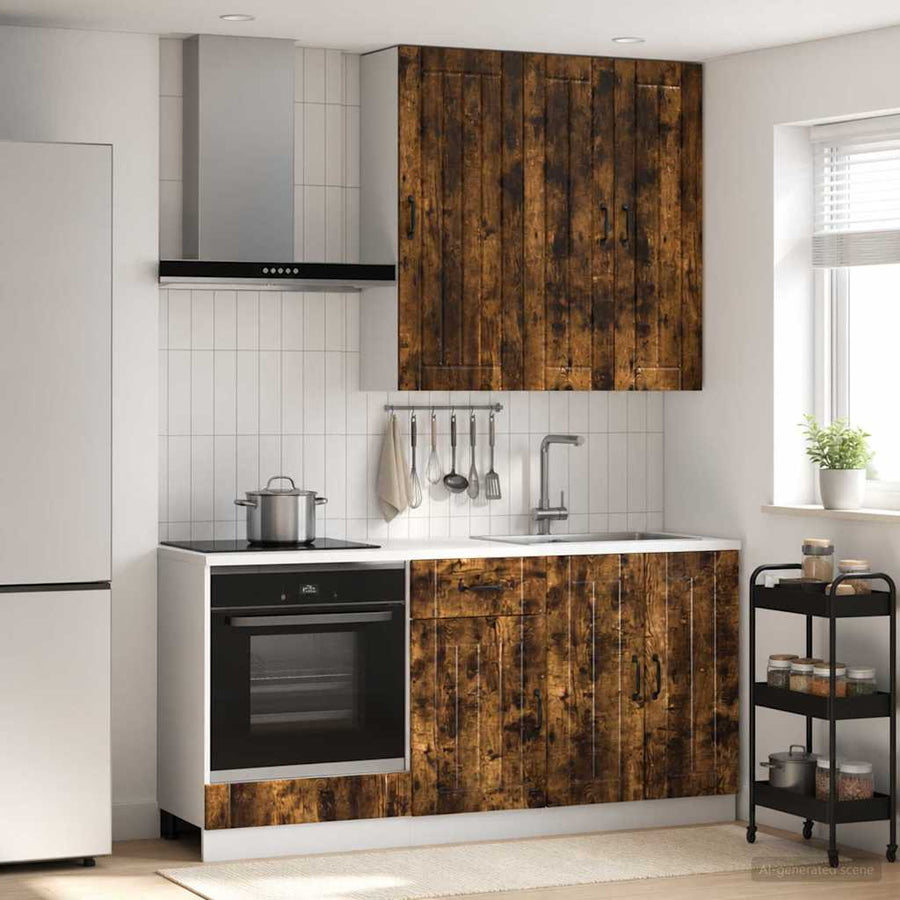 Keukenblok LUCCA 5 pcs Gerookt eiken Bewerkt hout