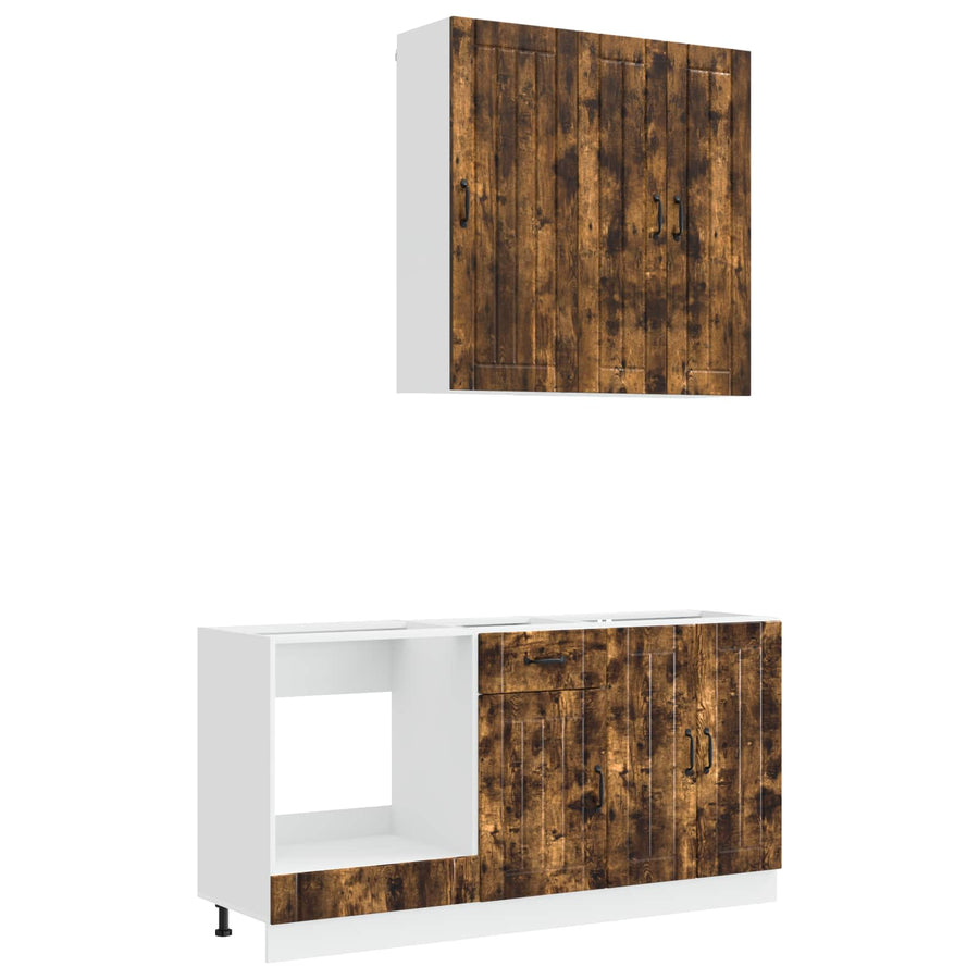 Keukenblok LUCCA 5 pcs Gerookt eiken Bewerkt hout