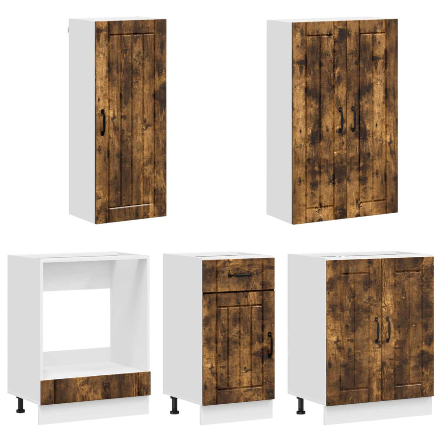 Keukenblok LUCCA 5 pcs Gerookt eiken Bewerkt hout