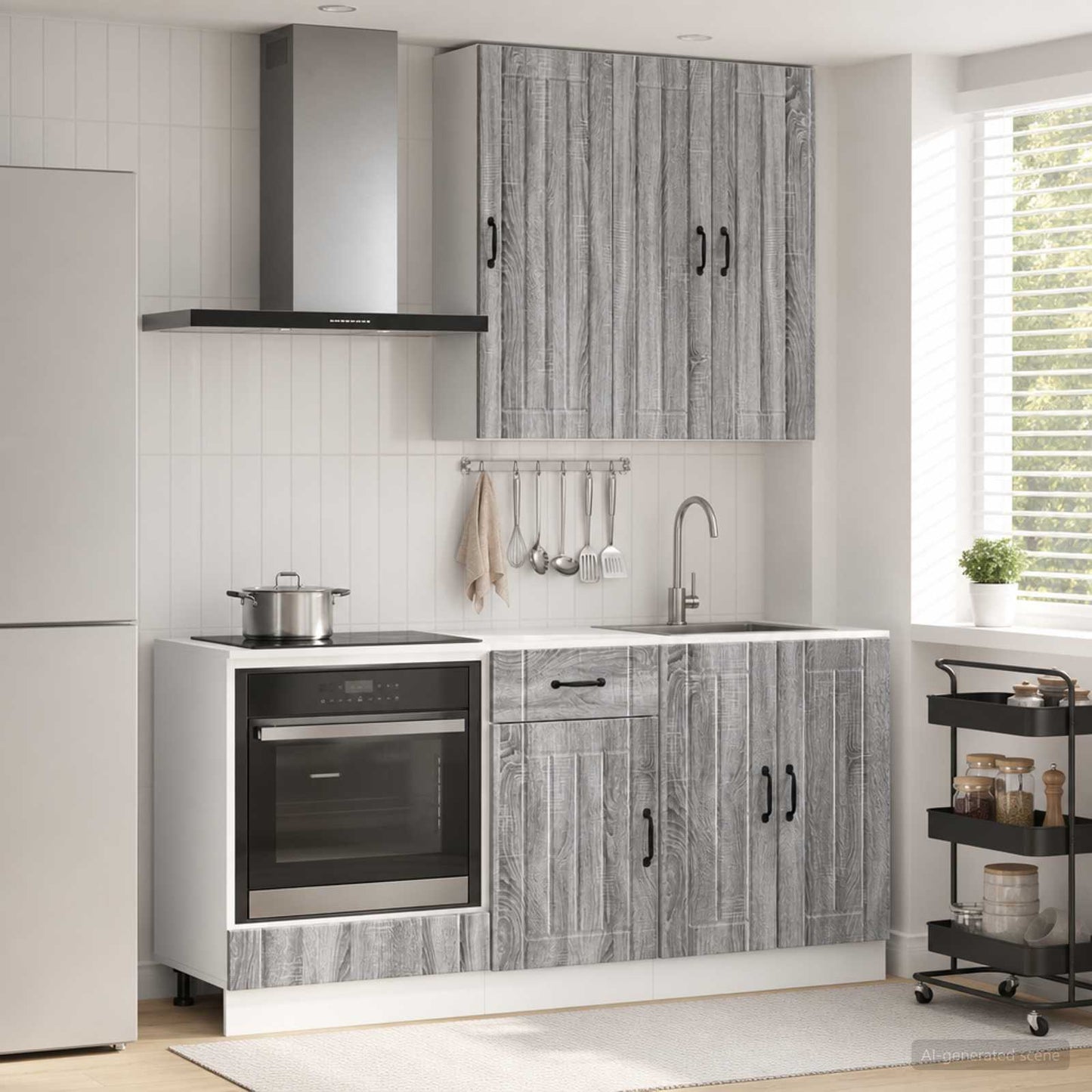 Keukenblok LUCCA 5 pcs Grijs Sonoma Bewerkt hout