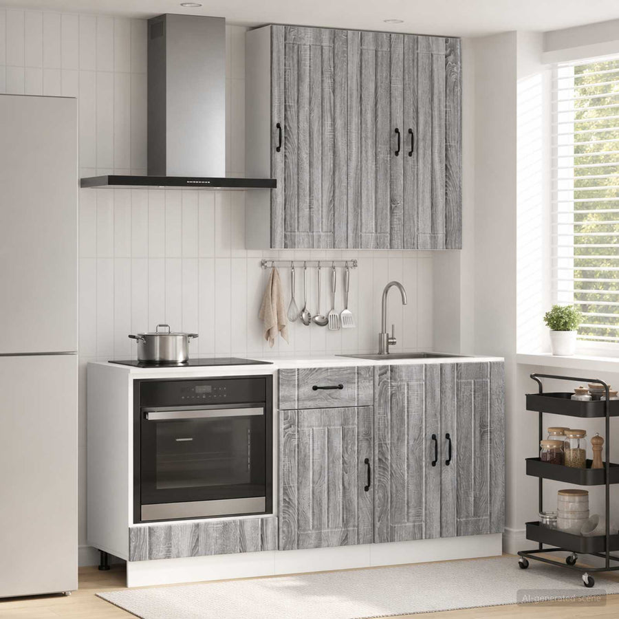 Keukenblok LUCCA 5 pcs Grijs Sonoma Bewerkt hout