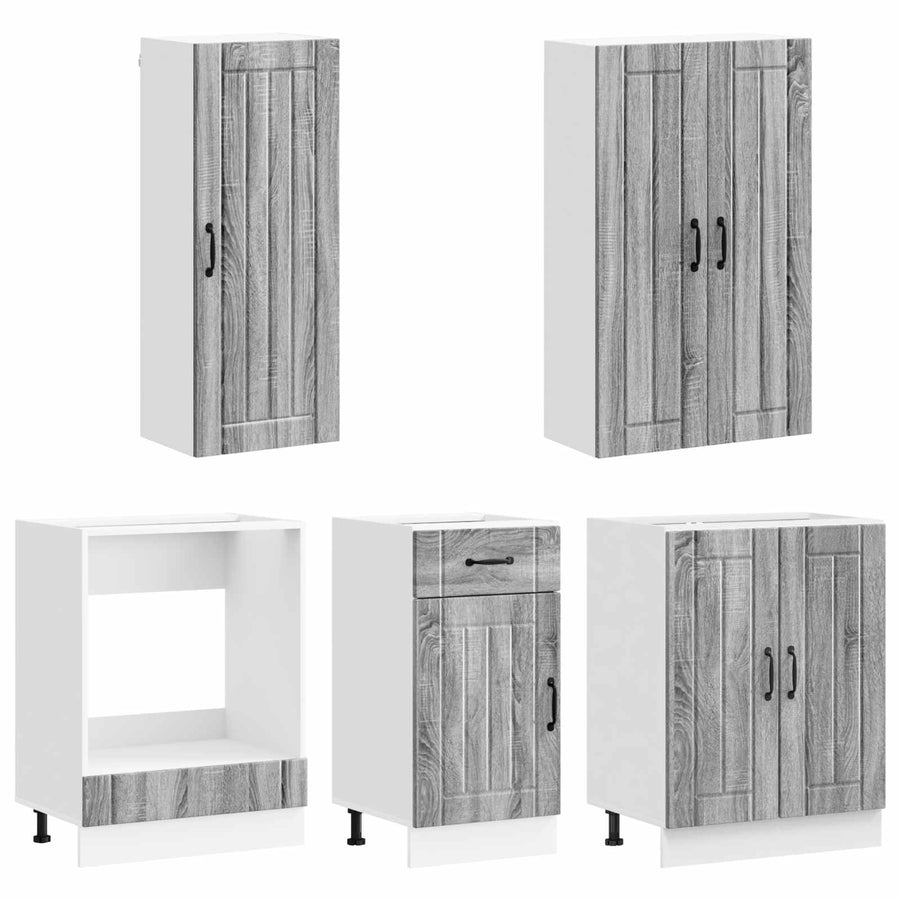 Keukenblok LUCCA 5 pcs Grijs Sonoma Bewerkt hout