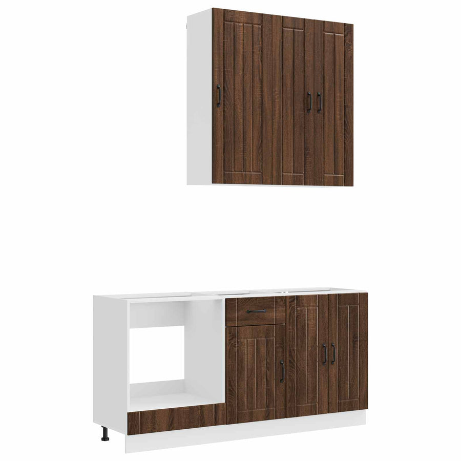Keukenblok LUCCA 5 pcs Bruin eiken Bewerkt hout