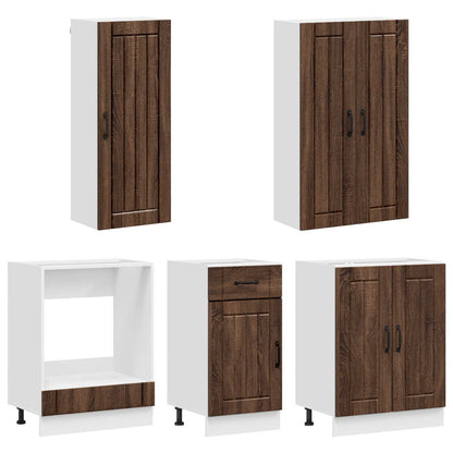 Keukenblok LUCCA 5 pcs Bruin eiken Bewerkt hout
