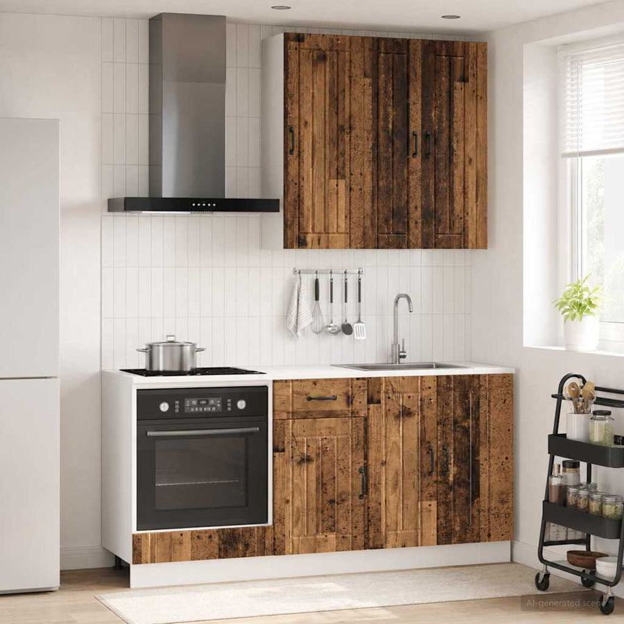 Keukenblok LUCCA 5 pcs Oud hout Bewerkt hout