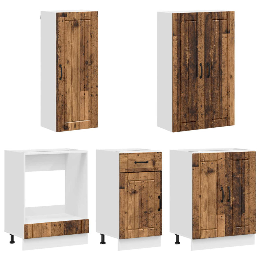 Keukenblok LUCCA 5 pcs Oud hout Bewerkt hout