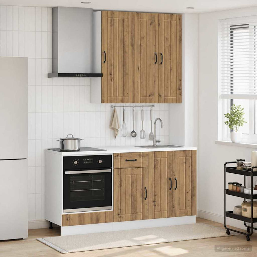 Keukenblok LUCCA 5 pcs Artisanaal eiken Bewerkt hout