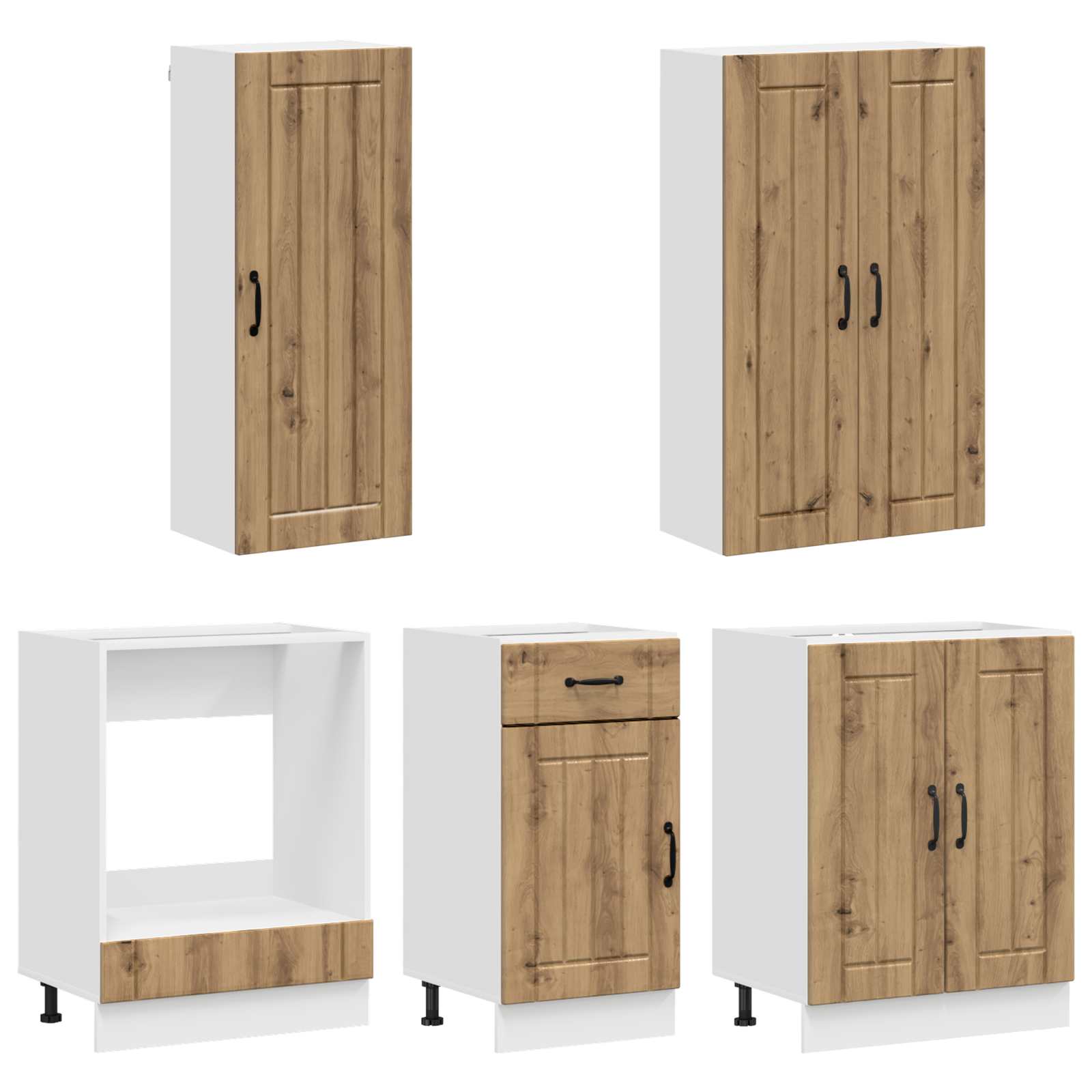 Keukenblok LUCCA 5 pcs Artisanaal eiken Bewerkt hout