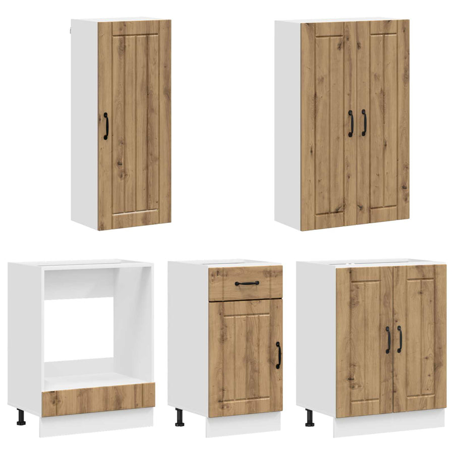 Keukenblok LUCCA 5 pcs Artisanaal eiken Bewerkt hout