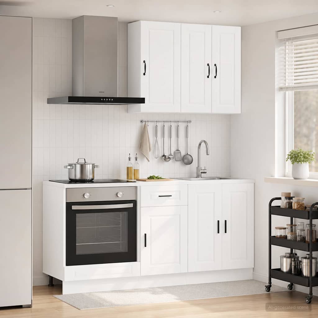 Keukenblok PORTO 5 pcs Wit Bewerkt hout