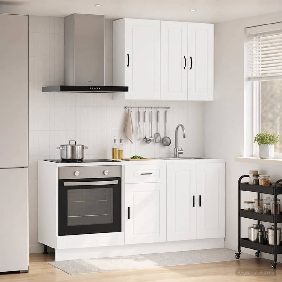 Keukenblok PORTO 5 pcs Wit Bewerkt hout