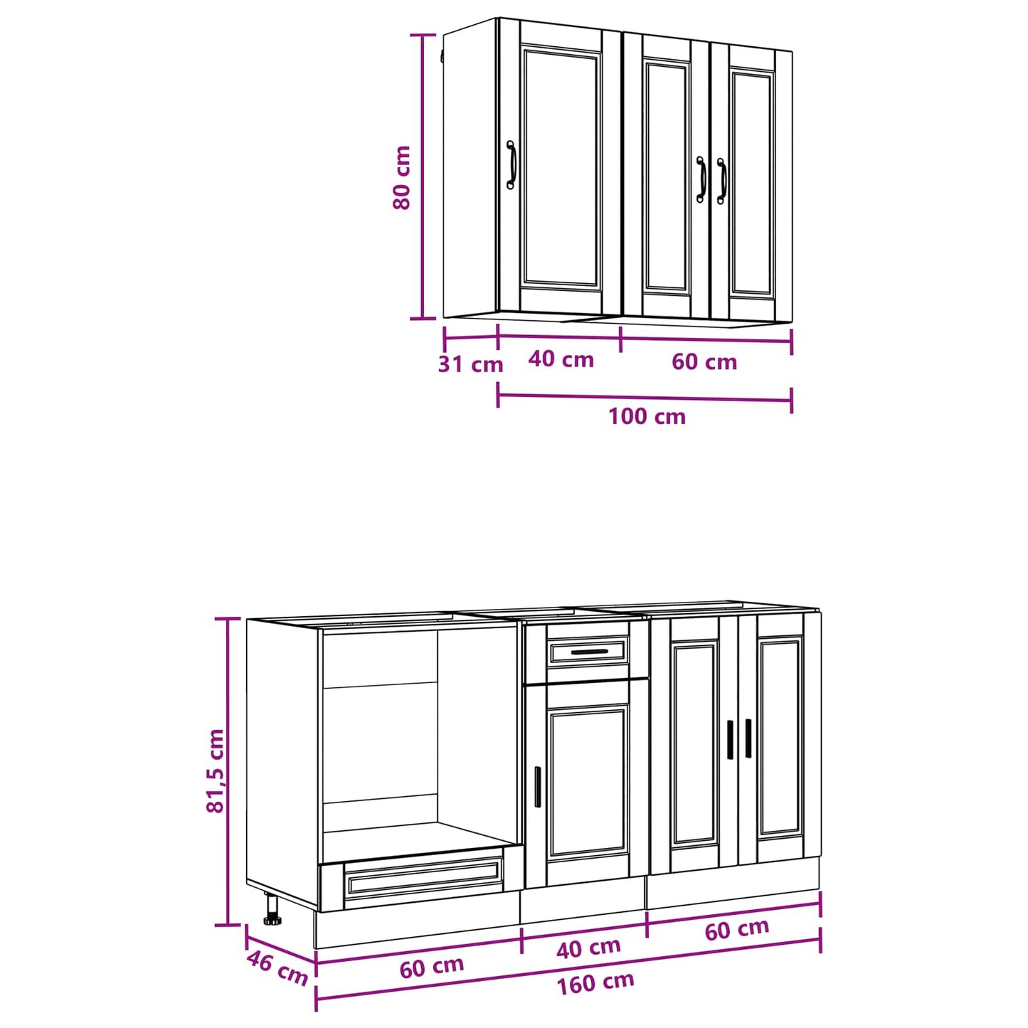 Keukenblok PORTO 5 pcs Sonoma Eiken Bewerkt hout