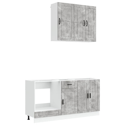 Keukenblok PORTO 5 pcs Betongrijs Bewerkt hout