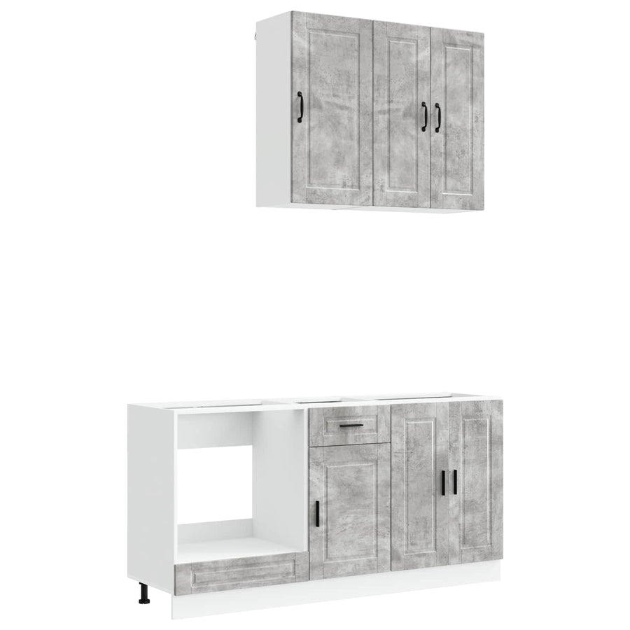 Keukenblok PORTO 5 pcs Betongrijs Bewerkt hout