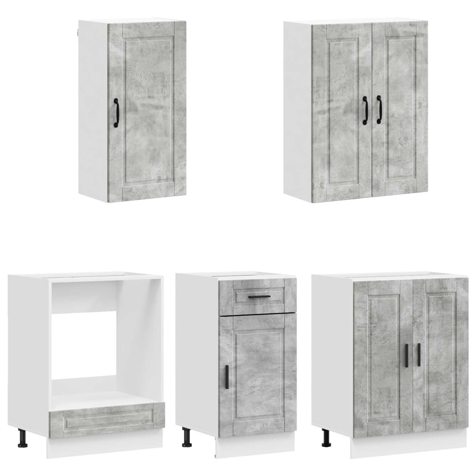 Keukenblok PORTO 5 pcs Betongrijs Bewerkt hout