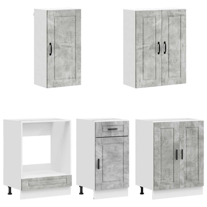 Keukenblok PORTO 5 pcs Betongrijs Bewerkt hout