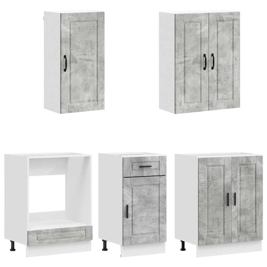 Keukenblok PORTO 5 pcs Betongrijs Bewerkt hout