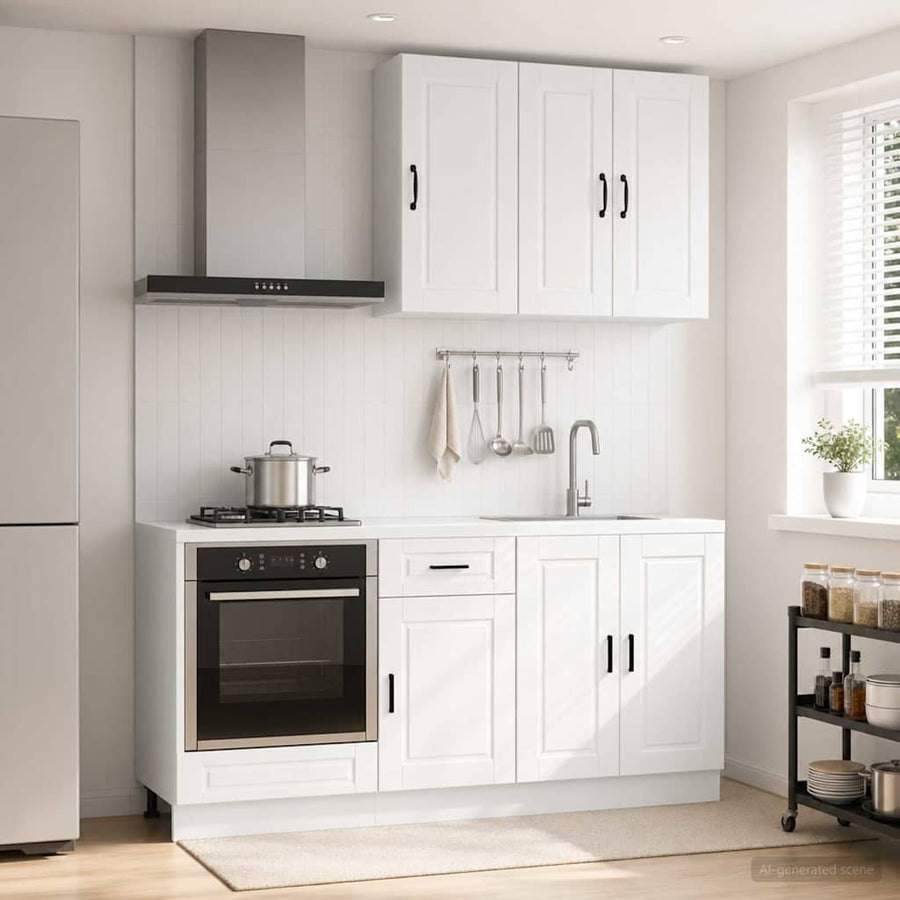 Keukenblok PORTO 5 pcs Hoogglans Wit Bewerkt hout