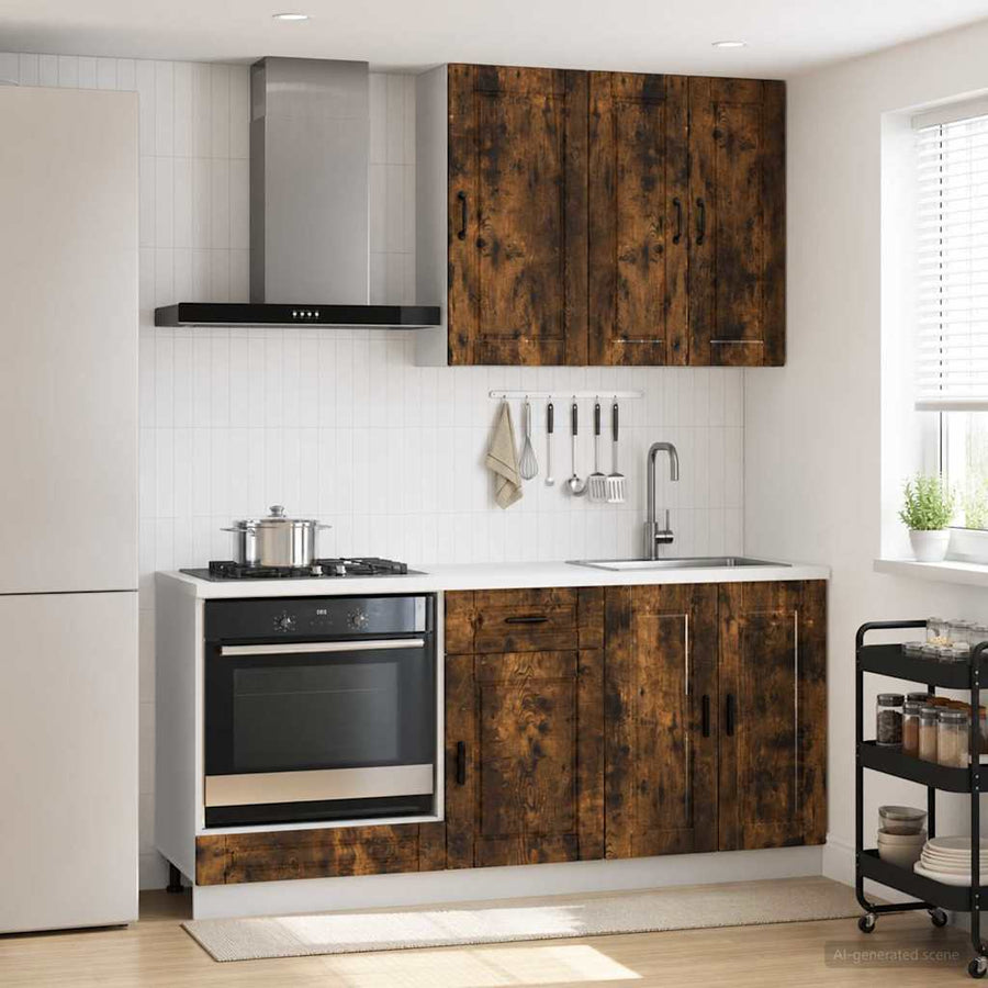 Keukenblok PORTO 5 pcs Gerookt eiken Bewerkt hout