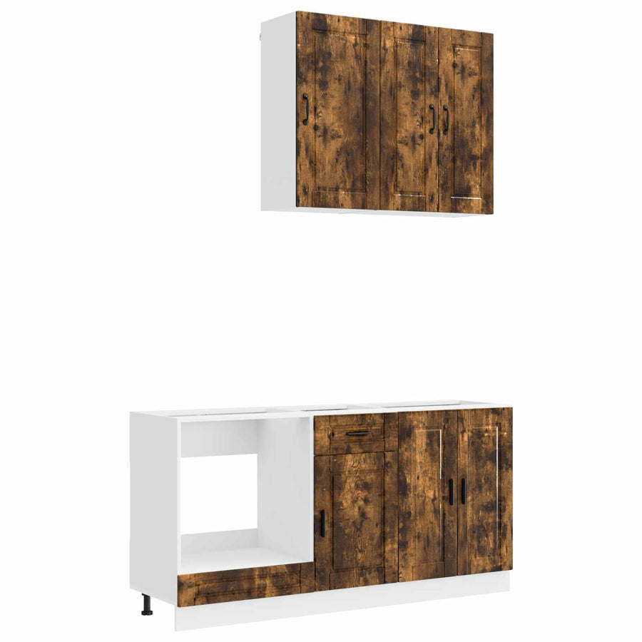Keukenblok PORTO 5 pcs Gerookt eiken Bewerkt hout