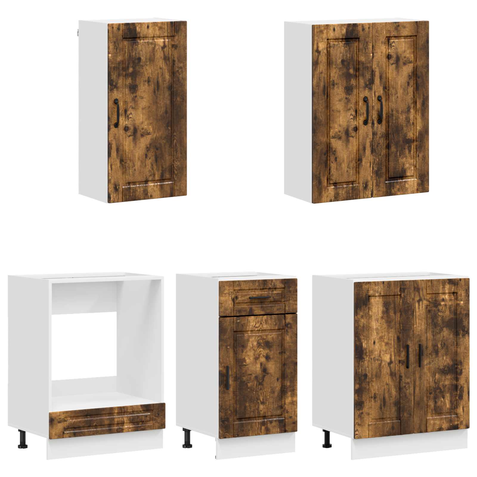 Keukenblok PORTO 5 pcs Gerookt eiken Bewerkt hout